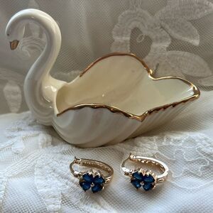 NWT Blue Huggie  Gold Fashion hoop Earrings